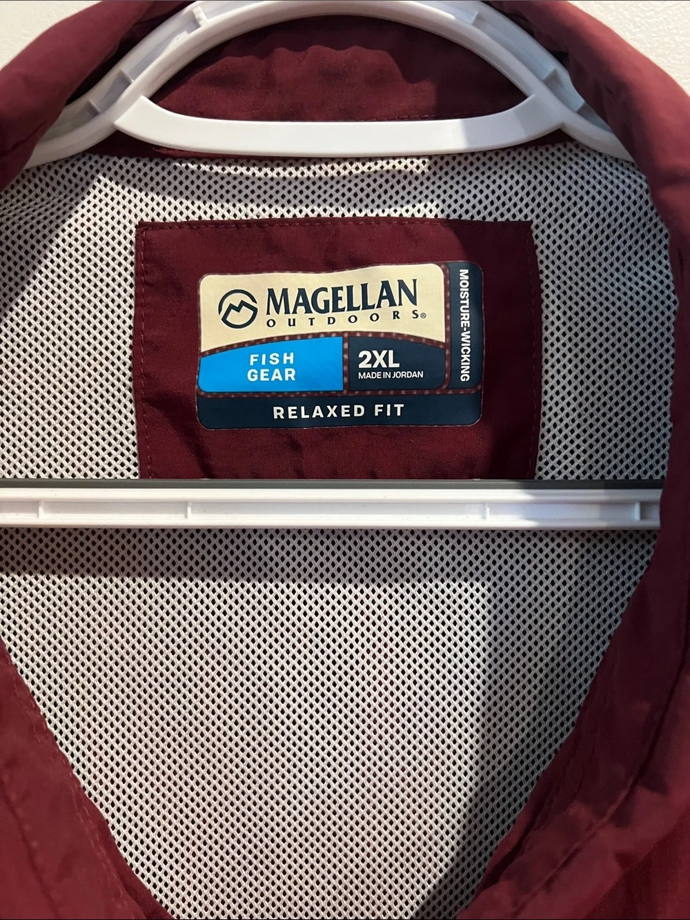 Magellan Outdoors Men's Burgundy Short-Sleeve Button-Up Shirt
